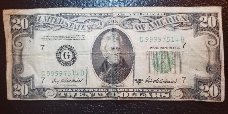 Hello, I'm wondering if this 1950 $20 B…
