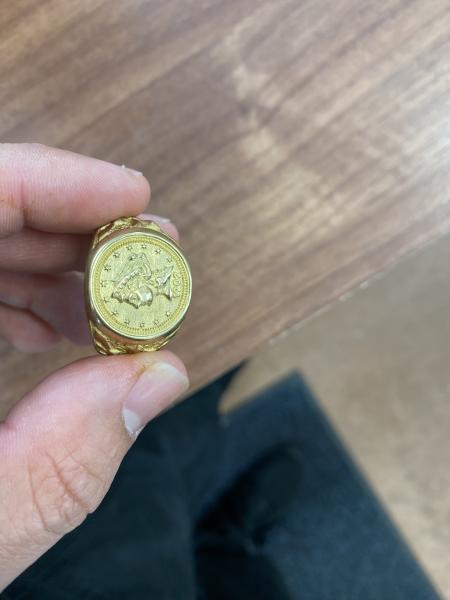 18k Gold Mens 21.00mm Coin Ring With A $2.50 Liberty&hellip;
