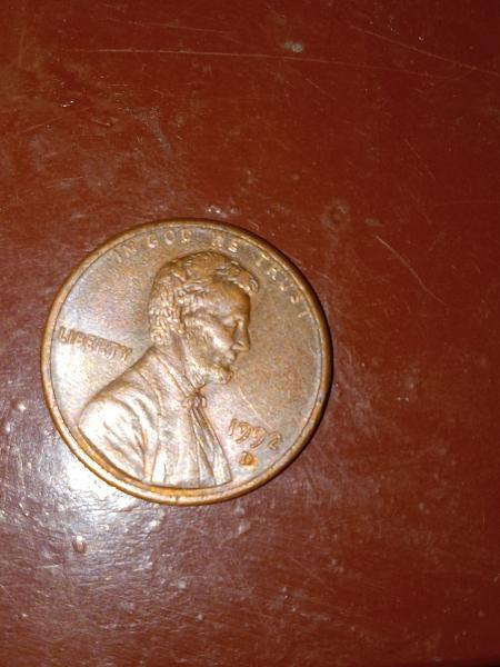 1992 D penny close Am