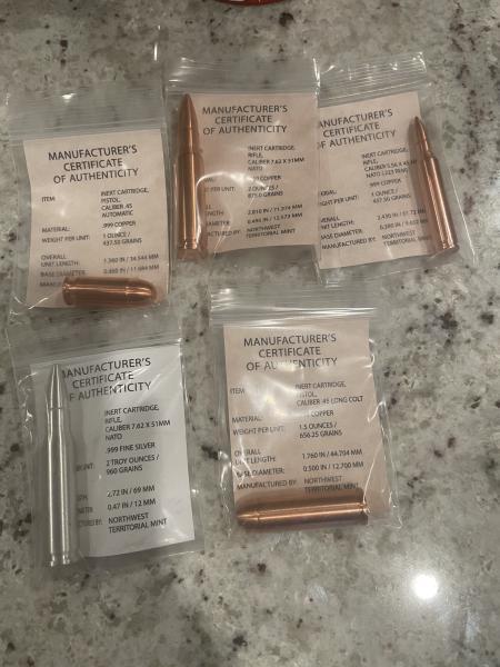 4 copper & 1 silver inert cartridge