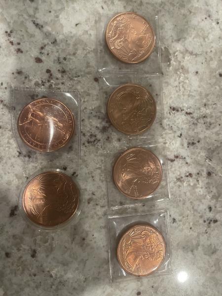 Six copper coins.