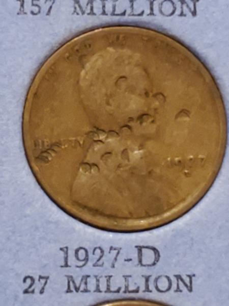 1927D penny with errors