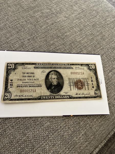 1929 $20 Bill - National Currency Thanks