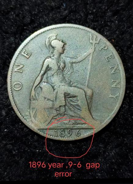 One penny 1896 Error. Coin