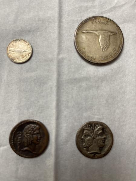 Four coins , Canadian 1967 10 cents ,&hellip;