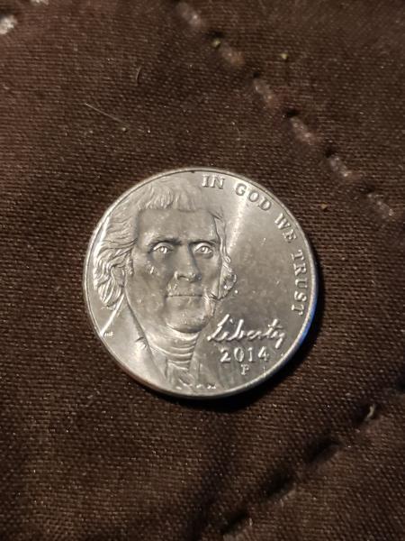 Nickel 2014 P with inner ring on reverse