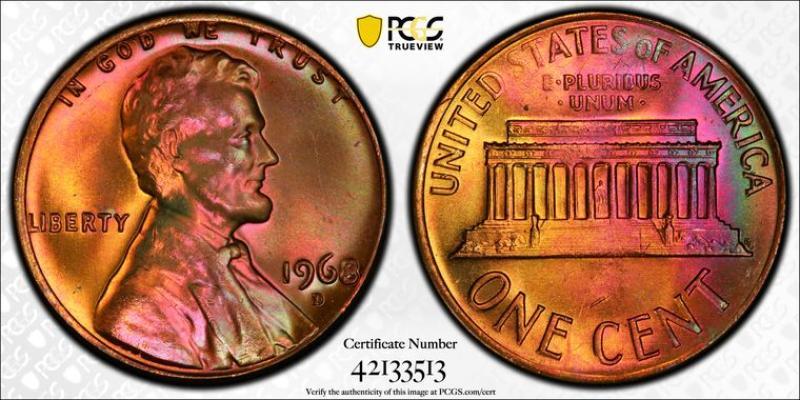 1968-D MS65 RB Cent. It’s PCGS certified and&hellip;