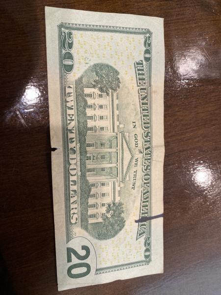 20 dollar bill:Ink error 1 dollar: repeater