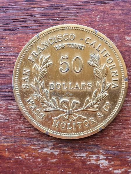 1855 gold 50 dollar coin Wass Molitor &&hellip;