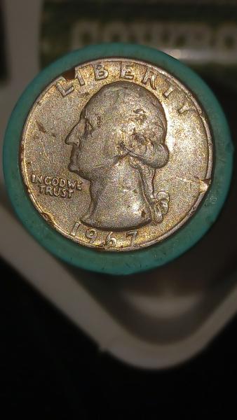 1967 no mint Jefferson quarter on the front&hellip;