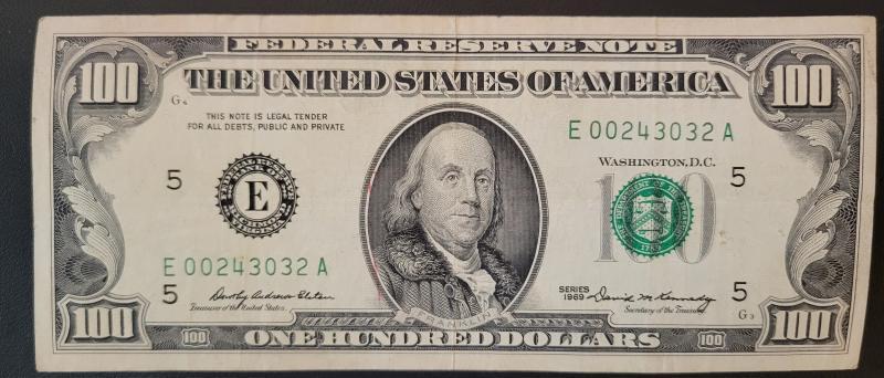 Series 1969 US Currency $100 bill