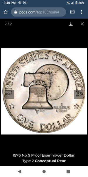 1776-1976 Eisenhower Bicentennial Dollar No S Mint Mark