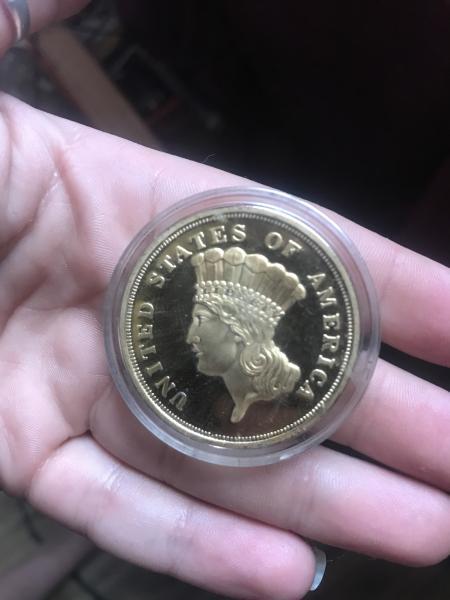 $3 dollars 1870 gold coin in plastic case,&hellip;