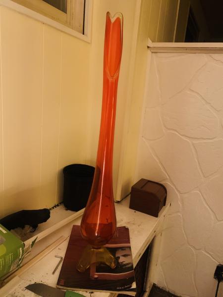 30 1/4” swung faded colored glass vase