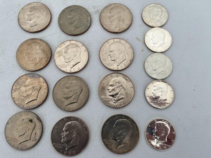 A variety of Eisenhower dollars and Kennedy halves.&hellip;