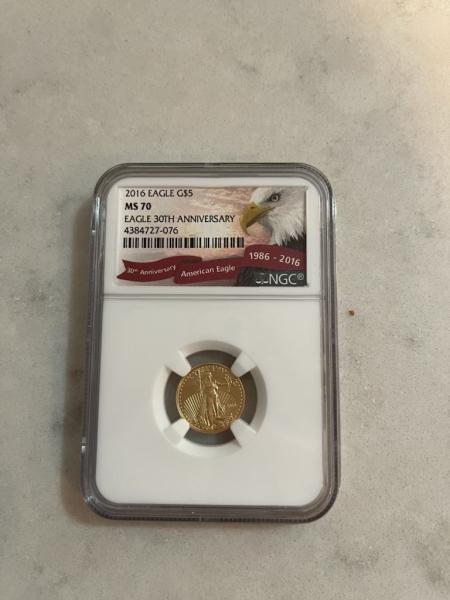 2016 Eagle G$5 MS70 - NGC Graded Eagle…