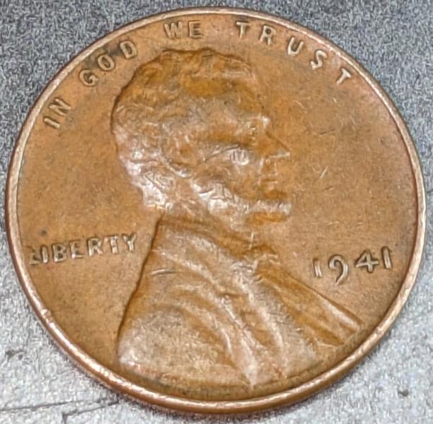1941 Wheat Penny, no mint mark.