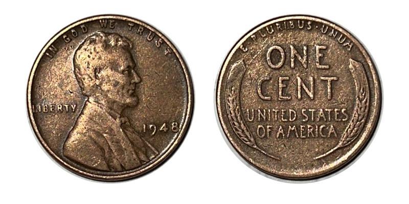1948 Lincoln Wheat cent (no mint mark)
