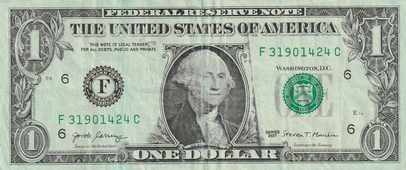 2017 # F31901424c ,Face of this dollar bill…