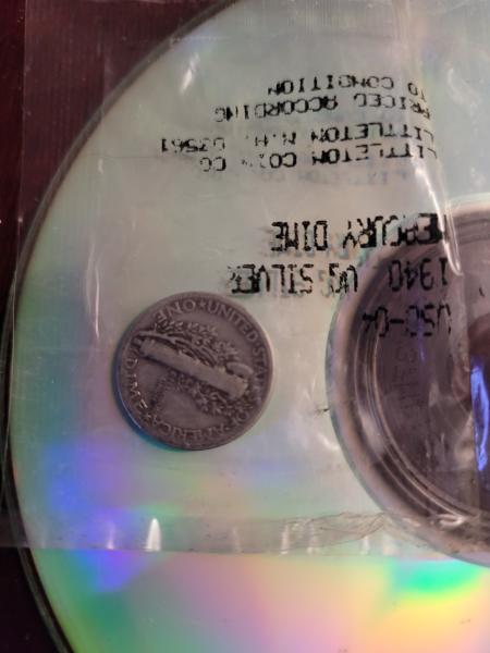 1940 US Silver Mercury dime w/ error