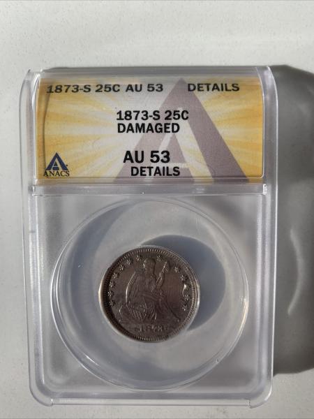 1873-S Seated Liberty Quarter Details: Damaged