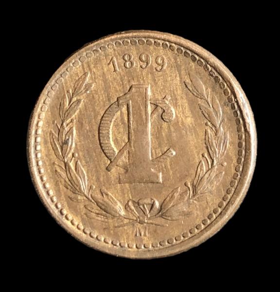 (1) 1899 Mexican un centavo coin