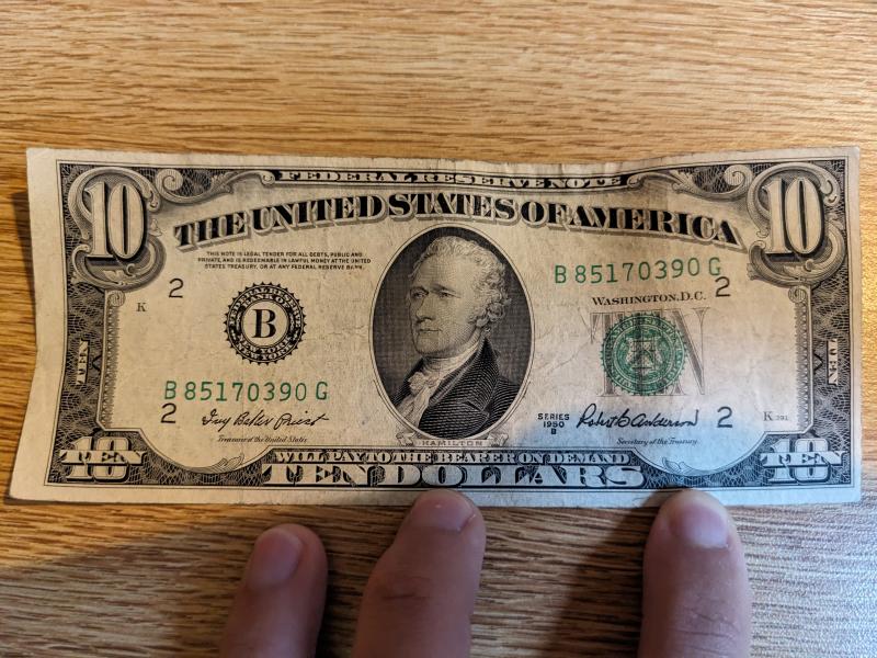 1950 Series B, 10 dollar US note, Quadruple 2, 7&hellip;