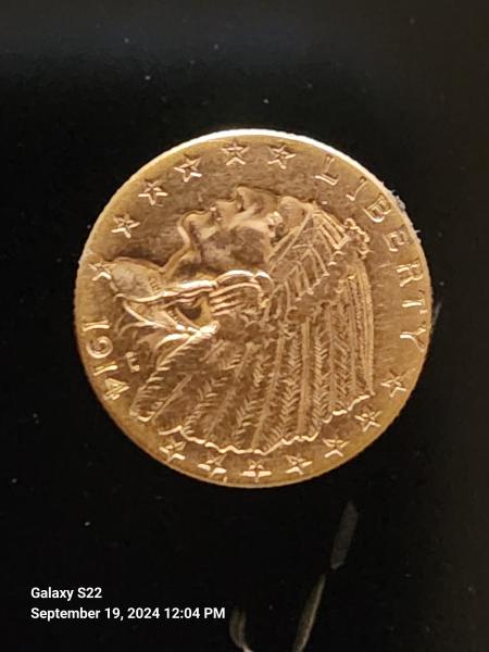 1914 gold $2.5 indian head