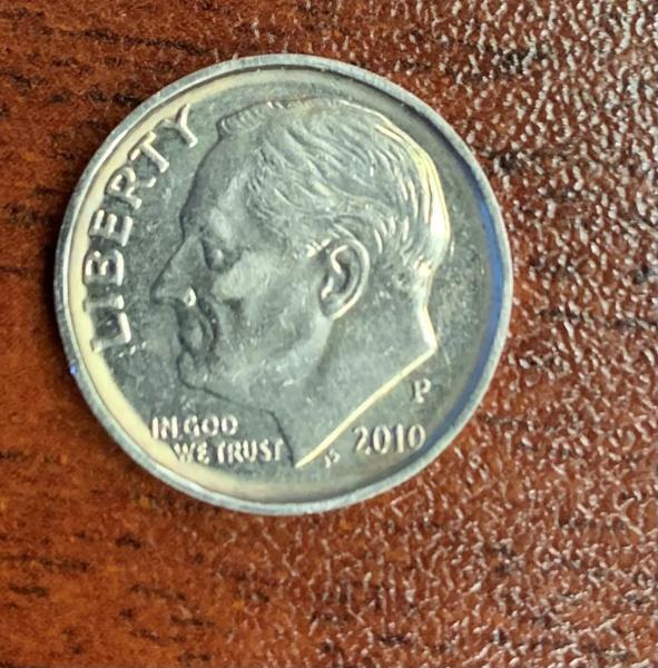 2010 Pennsylvania Mint Roosevelt dime with smooth edge&hellip;