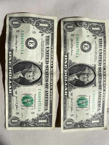 These 2021 $1 bills are consecutive and both appear to&hellip;