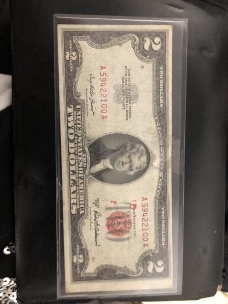 1953 A red note two dollar bill looks…