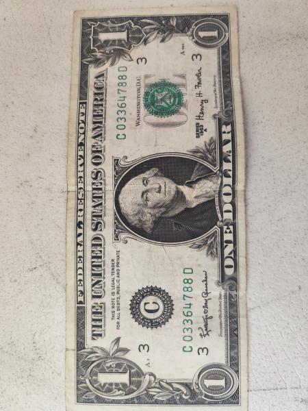 Old dollar banknote front and back