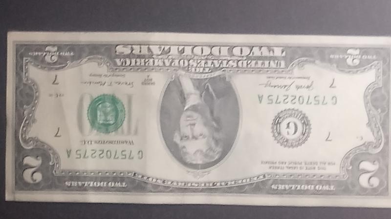 2017 A Mint Mark $2 Dollar Bill