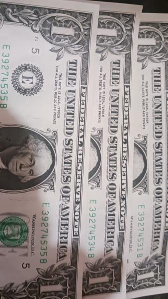 $1 notes with 2 bills in sequence with each other&hellip;