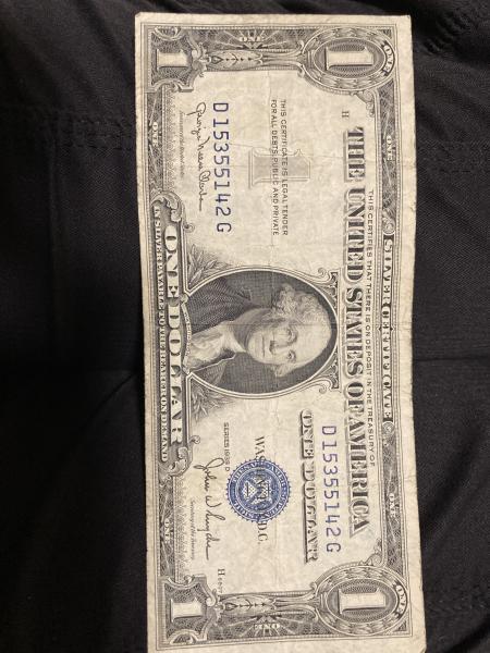 One dollar certificate 1935 D blue ink seal