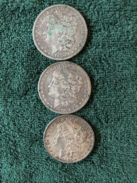 Morgan Silver dollars and Kruggerands.