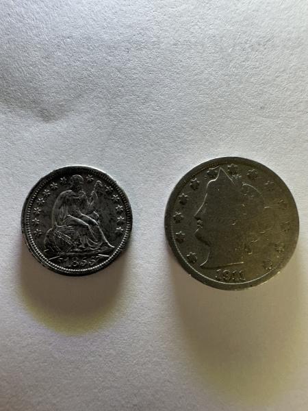 1855 US One Dime and 1911 US V&hellip;