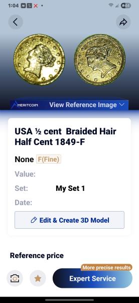 I am told 1849 braided half cent gold
