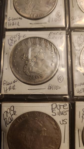1799 flowing hair silver dollar pure silver
