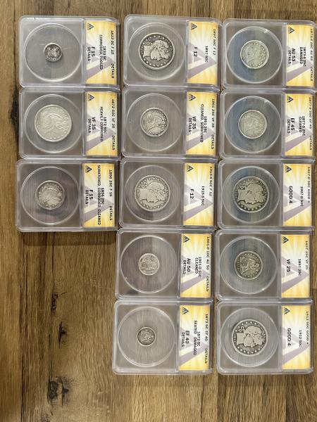 Ungraded: 1893 Quarter, 1907 Quarter, 1892 Dime, 1893-S…
