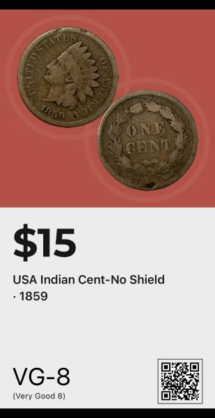 1859 Indian cent