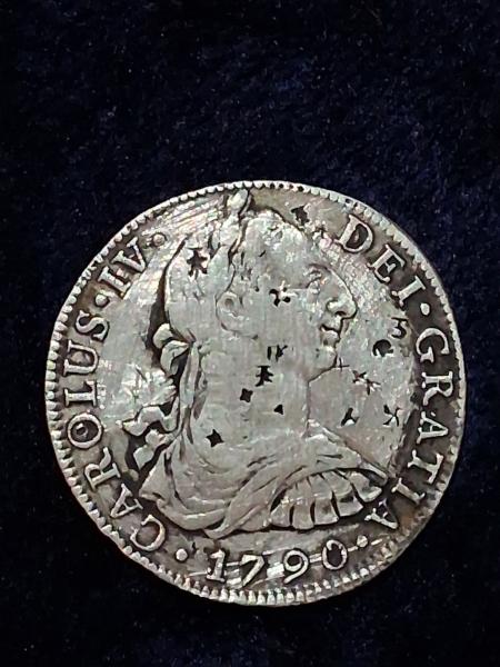 1790 Spanish Colonial 8 Reales silver coin,